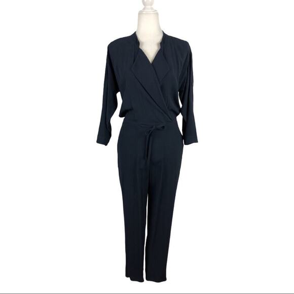 Madewell Womens Navy Novelist Preppy Cropped Jumpsuit Drawstring Size XS - Picture 2 of 13